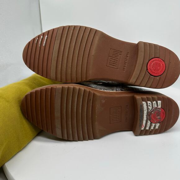 Fitflop Kinbey Croc Embossed Ankle Metallic Silver Boot Shoes Womens Size 6 - Picture 15 of 15